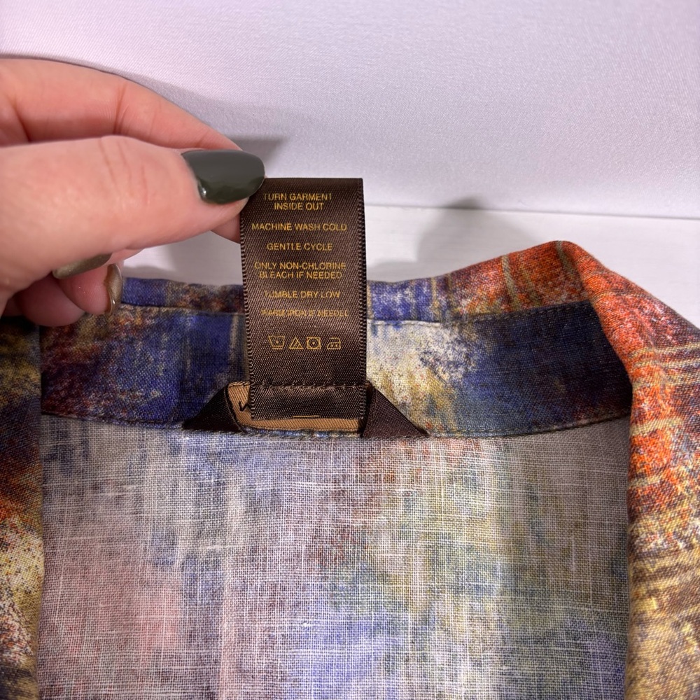 Multiples Multicolor Painterly Button-Front Shirt… - image 7